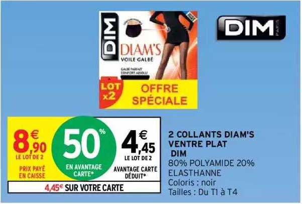 2 collants diam's ventre plat dim