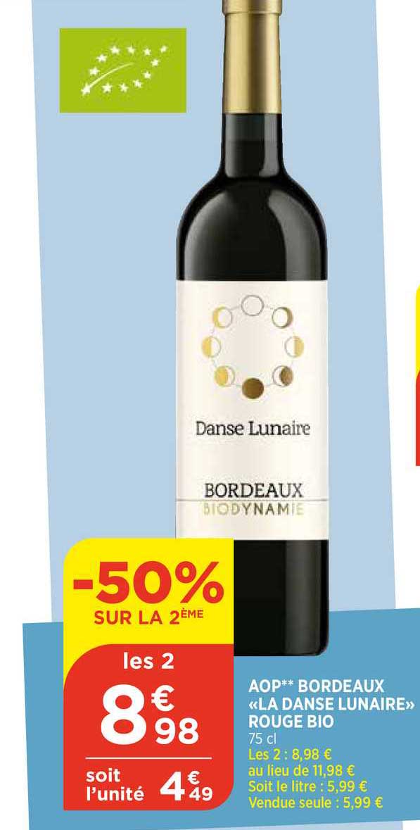 aop bordeaux «la danse lunaire» rouge bio