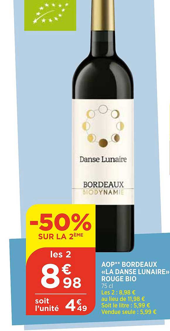 aop bordeaux «la danse lunaire» rouge bio