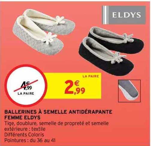 ballerines à semelle antidérapante femme eldys