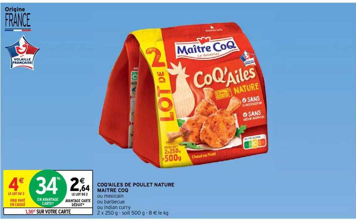 coq'ailes de poulet nature maître coq