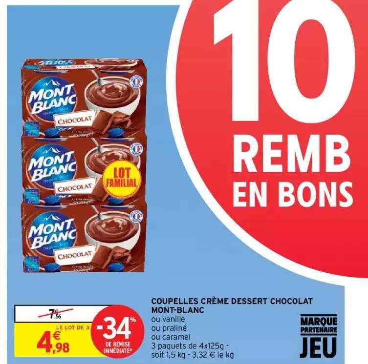 coupelles crème dessert chocolat mont-blanc