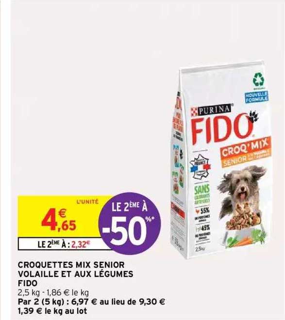 croquettes mix senior volaille et aux légumes fido