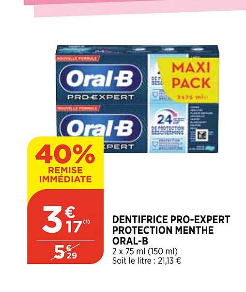 dentifrice pro-expert protection menthe oral-b