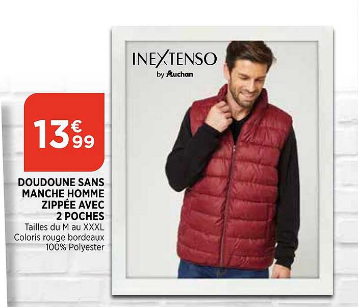 doudoune sans manche homme zippée avec 2 poches in extenso