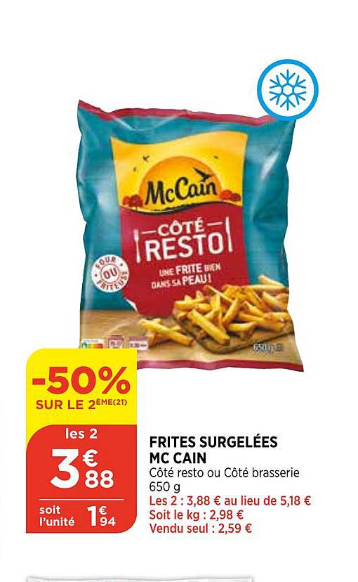 frites surgelées mc cain