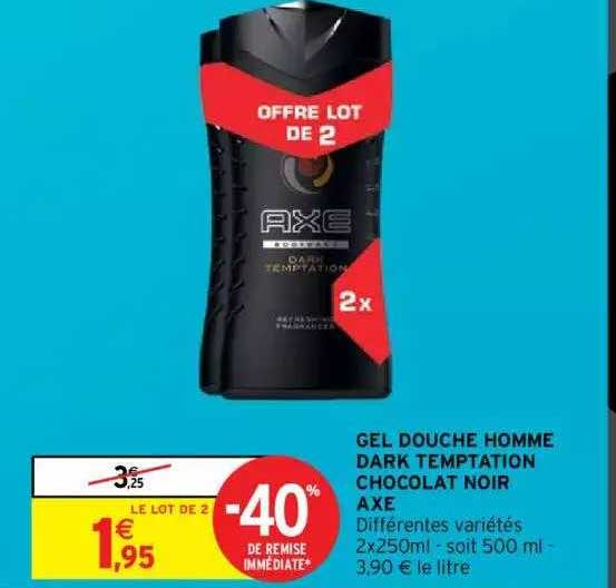 Gel Douche Homme Dark Temptation Chocolat Noir Axe