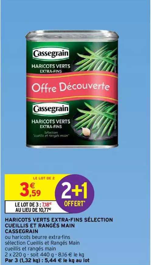 haricots verts extra-fins sélection cueillis et rangés main cassegrain