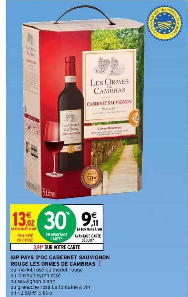 igp pays d'oc cabernet sauvignon rouge les ormes de cambras