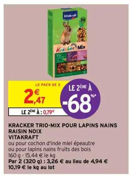 Kracker Trio-mix Pour Lapins Nains Raisin Noix Vitakraft