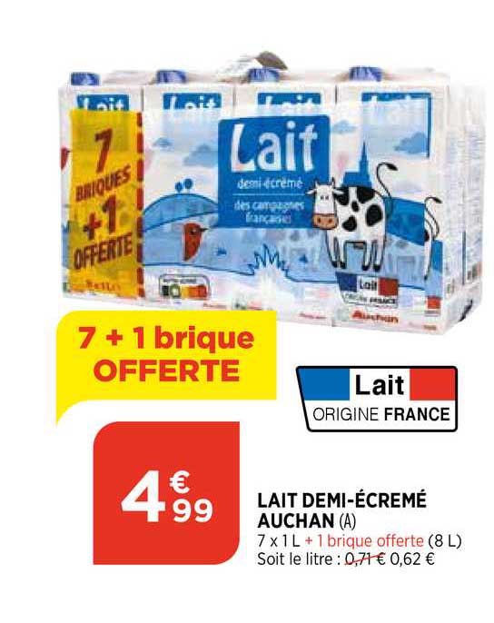 lait demi-écrémé auchan