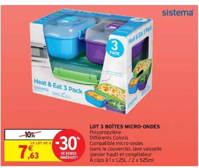 lot 3 boîtes micro-ondes sistema