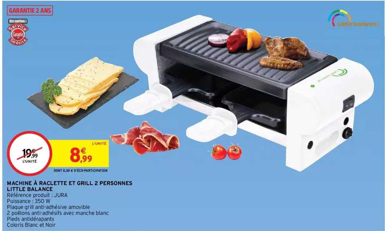 Machine à Raclette Et Grill 2 Personnes Little Balance