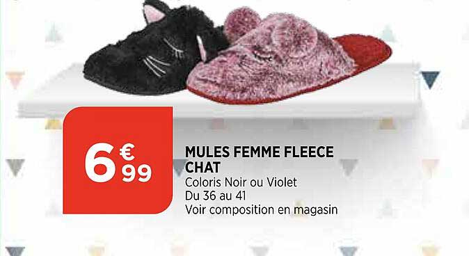 mules femme fleece chat
