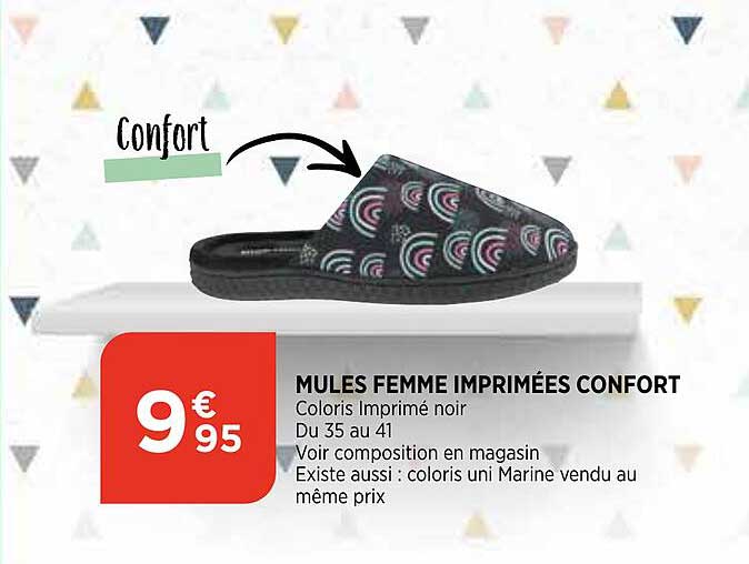 mules femme imprimées confort