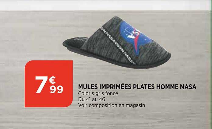 mules imprimées plates homme nasa