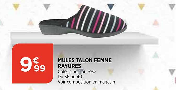 mules talon femme rayures