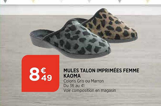 mules talon imprimées femme kaoma