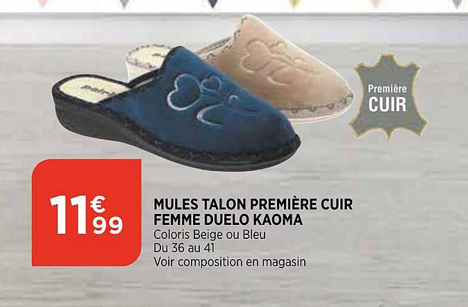 mules talon première cuir femme duelo kaoma
