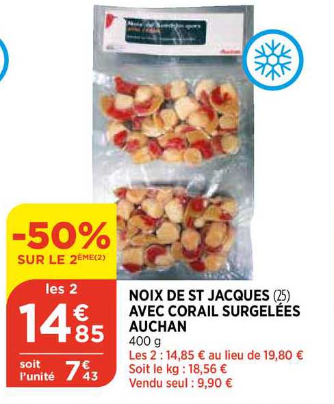 noix de st jacques avec corail surgelées auchan