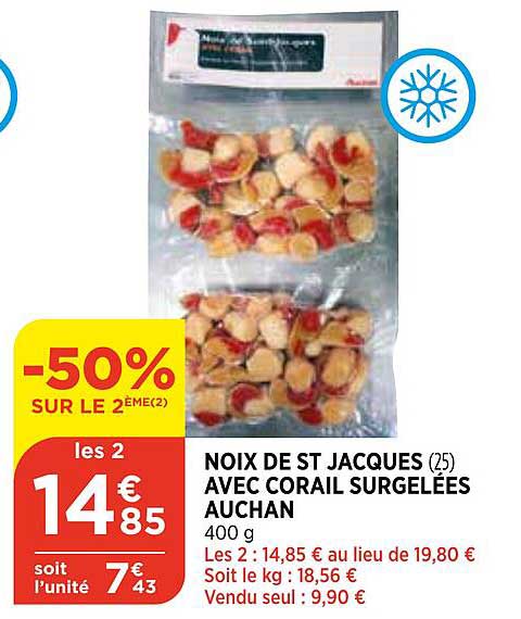 noix de st jacques avec corail surgelées auchan