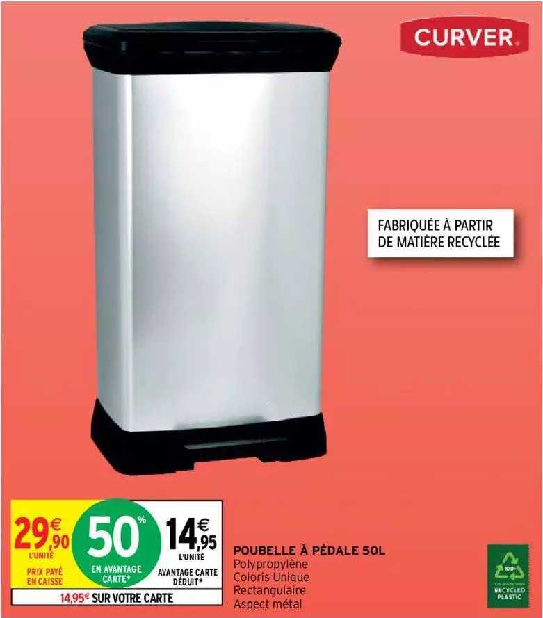 Poubelle à Pédale 50l Curver