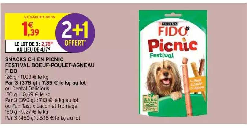 snacks chien picnic festival boeuf-poulet-agneau fido