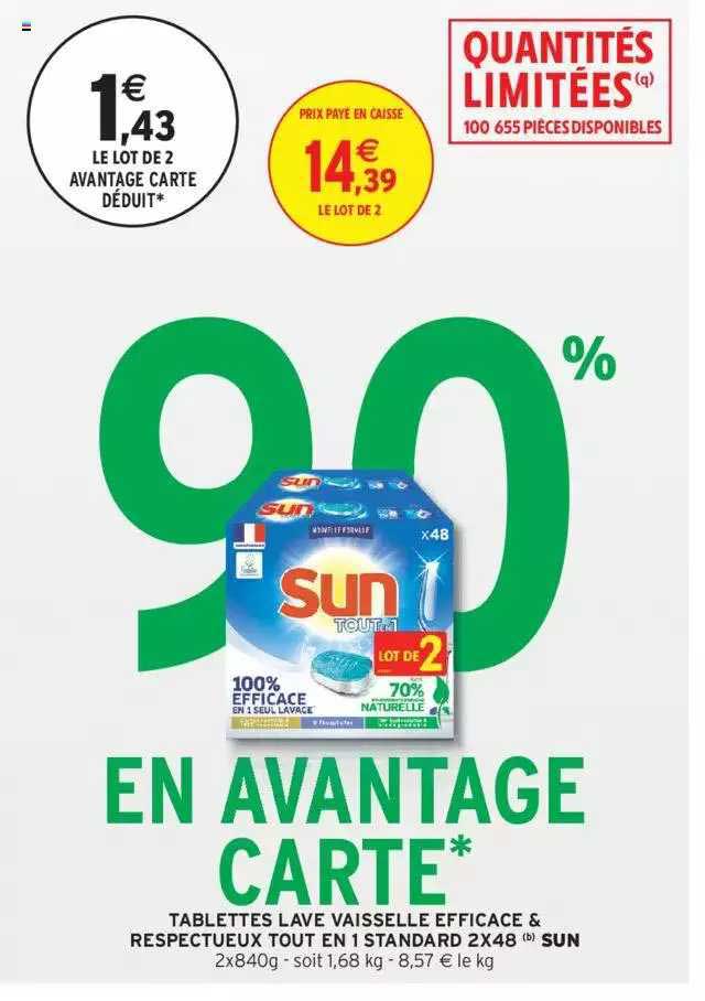 tablettes lave vaisselle efficace & respectueux tout en 1 standard 2x48 sun