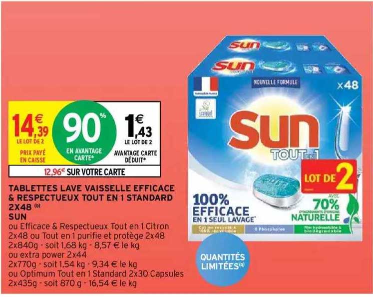 tablettes lave vaisselle efficace & respectueux tout en 1 standard 2x48 sun