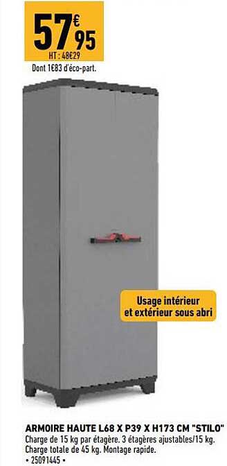 armoire haute l68 x p39 x h173 cm "stilo"