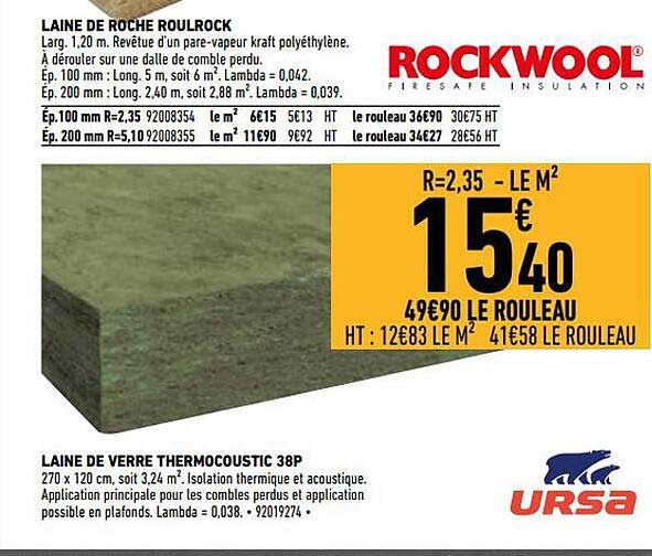 Laine De Verre Thermocoustic 38p Ursa