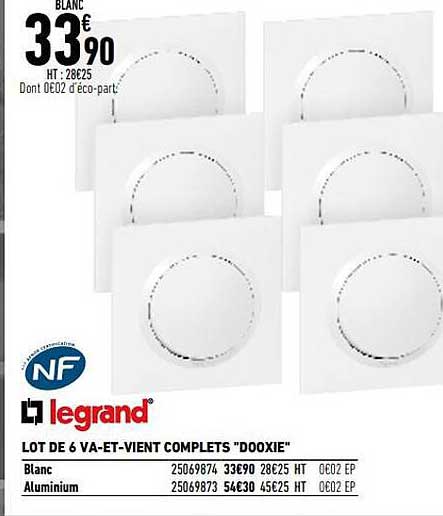 lot de 6 va-et-vient complets "douxie" legrand