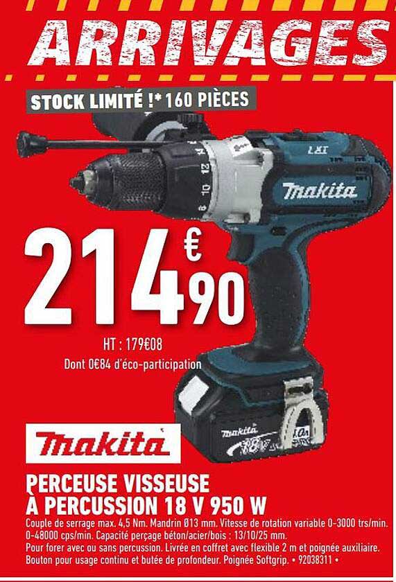 Perceuse Visseuse à Percussion 18v 950w Makita