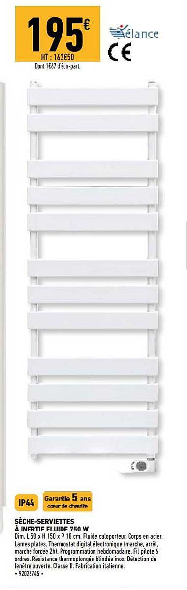 sèche-serviettes à inertie fluide 750w