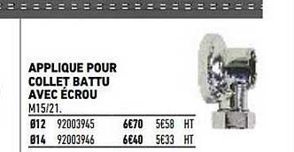 applique pour collet battu avec écrou