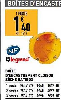 boîte d'encastrement cloison sèche batibox legrand