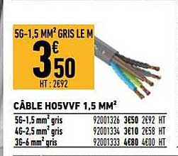 Câble H05vvf 1,5 Mm²