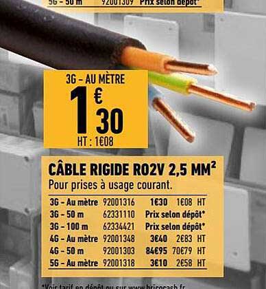 câble rigide r02v 2,5 mm²