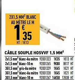 câble souple h05vvf 1,5 mm²