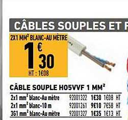 câble souple h05vvf 1 mm²