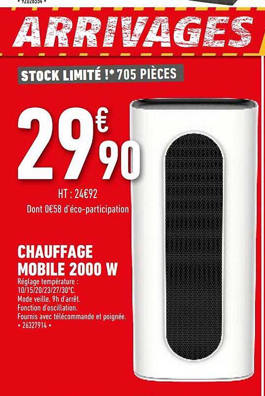 chauffage mobile 2000w
