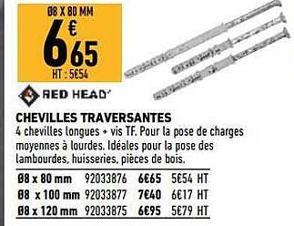 chevilles traversantes red head