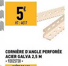 cornière d'angle perforée acier galva 2,5 m