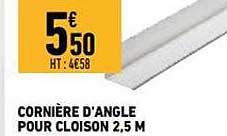 cornière d'angle pour cloison 2,5 m
