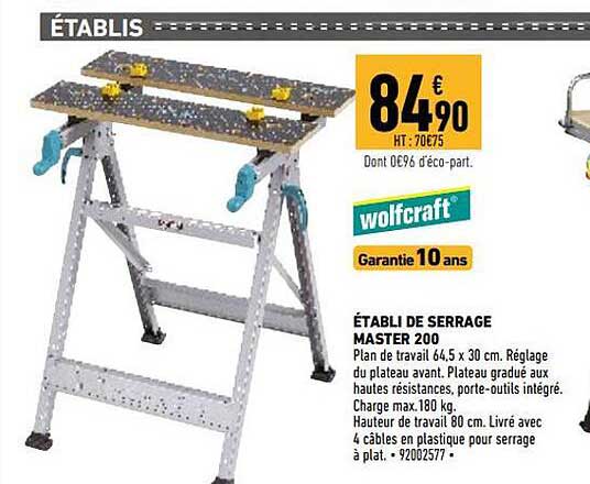 établi de serrage master 200 wolfcraft