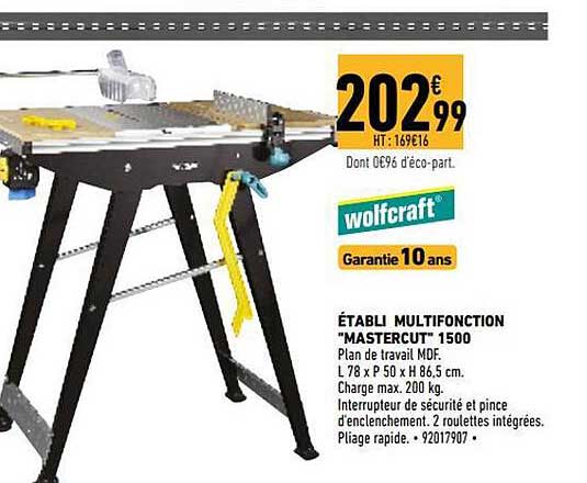 établi multifonction "mastercut" 1500 wolfcraft