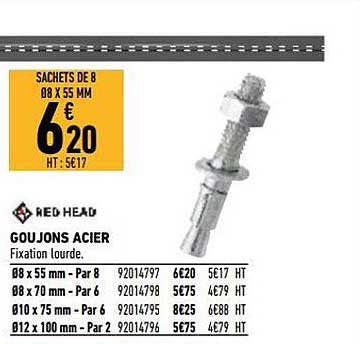 goujons acier red head