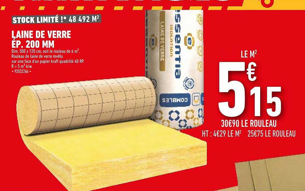 laine de verre ép. 200 mm