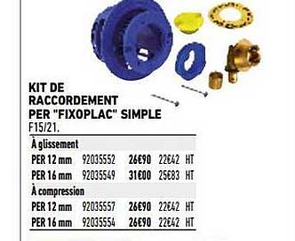 lot de raccordement per "fixoplac" simple