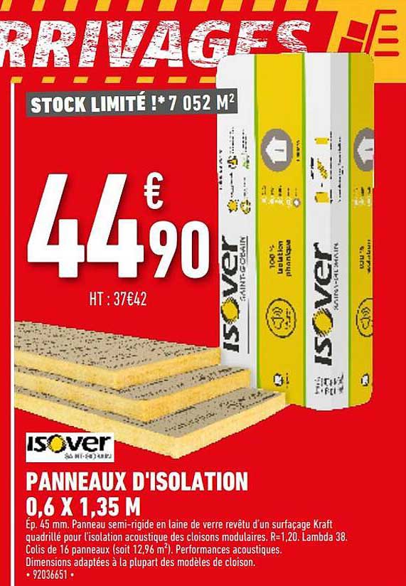 panneaux d'isolation 0,6 x 1,35 m isover